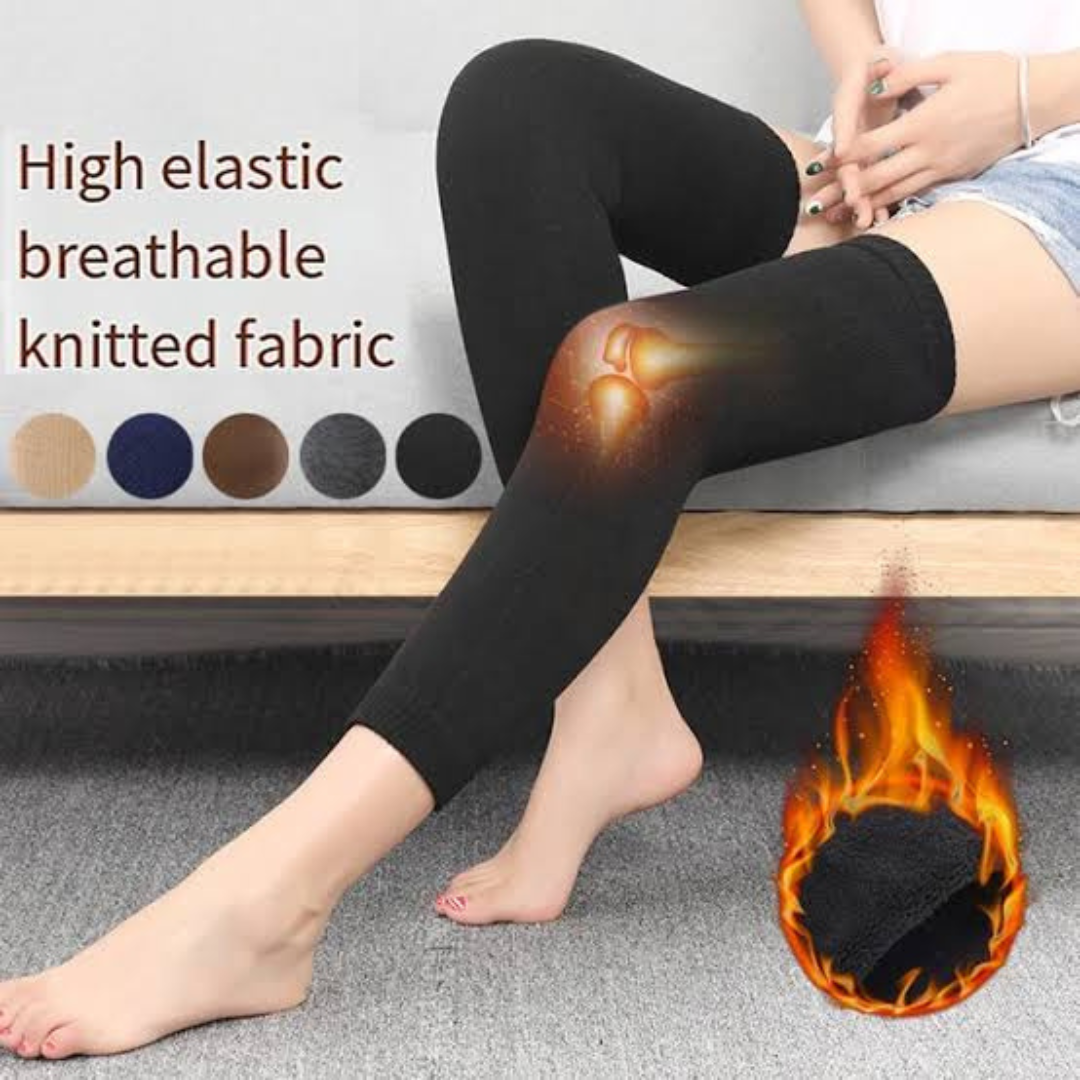 2 Pieces Al-Quraysh Wool Knee Warmers – Unisex Fleece-Lined Thermal Leg & Knee Support Pads.