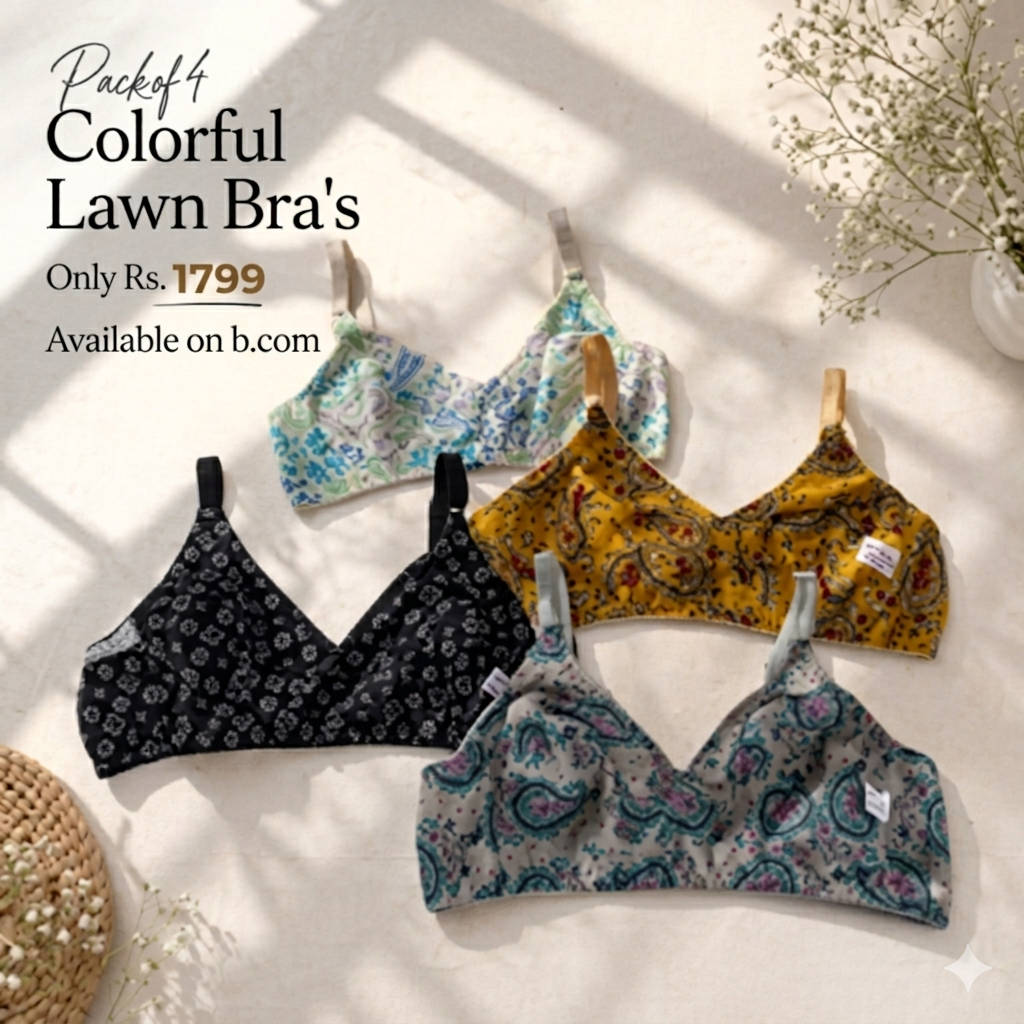 Pack of 4 Shoppingwears Colorful Lawn Bra's