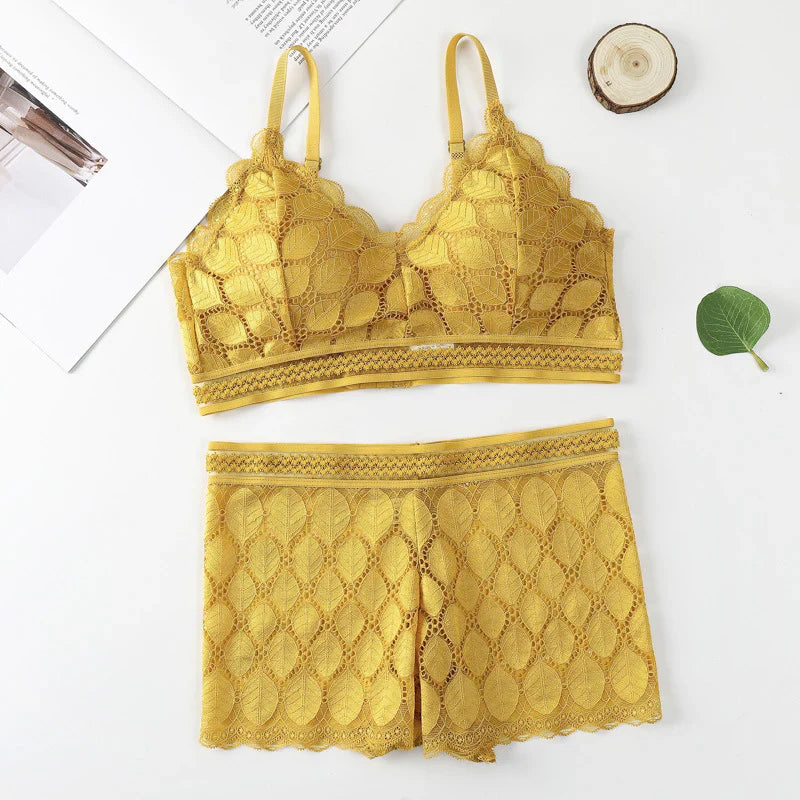 Modish Leaf Design Bra & Boxer Pair (28 - 36)